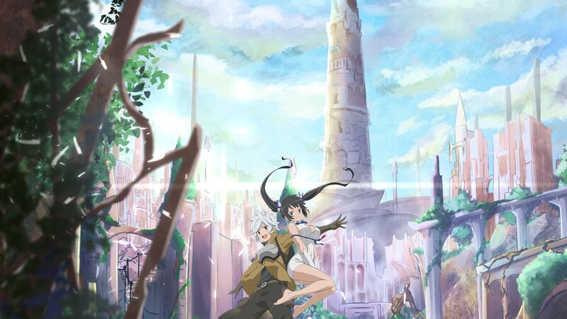Two Anime Characters — Blue, Serene, Afternoon, Ruins