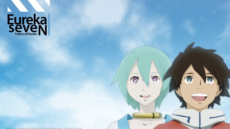 Two Anime Characters — Blue, Serene, Afternoon, Sky, Clouds