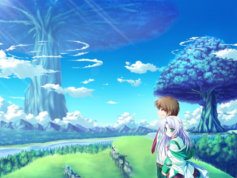 Two Anime Characters — Blue, Serene, Afternoon