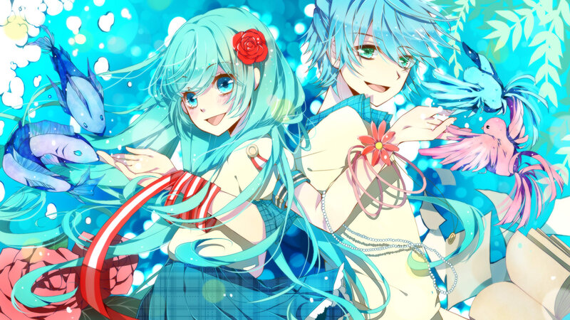 Two Anime Characters — Blue, Serene, Fish