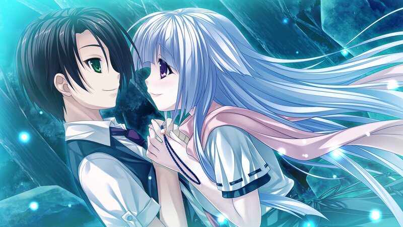 Two Anime Characters — Blue, Serene, School Uniform