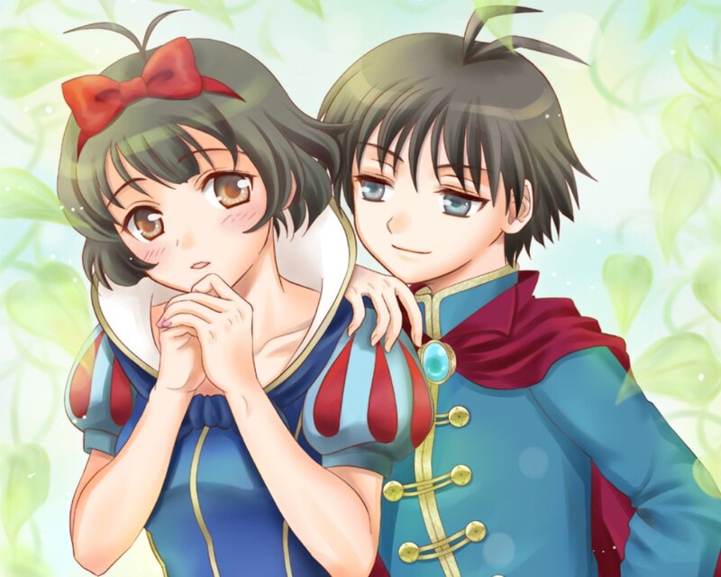 Two Anime Characters — Blue, Serene, Spring, Bow