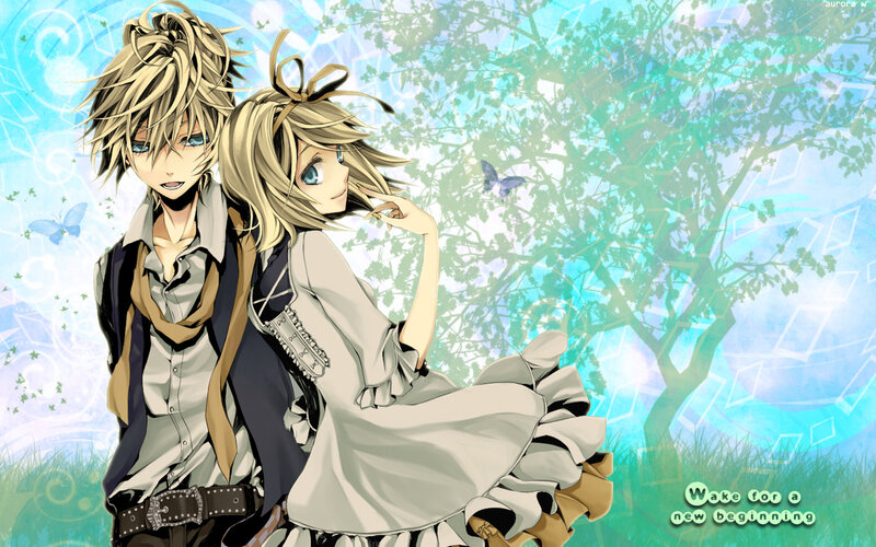 Two Anime Characters — Blue, Serene, Spring, Butterflies