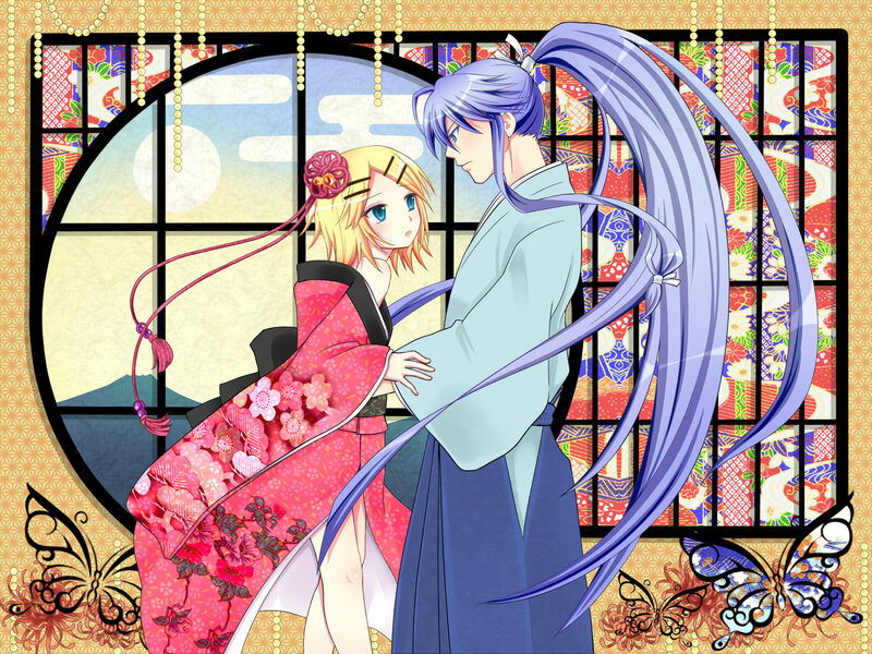 Two Anime Characters — Blue, Serene, Sunset