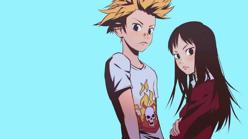 Two Anime Characters — Blue, Serious, T-shirt