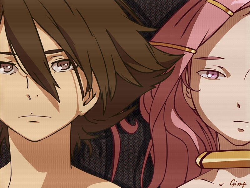 Two Anime Characters — Brown, Dramatic, Anime Art, Close-up