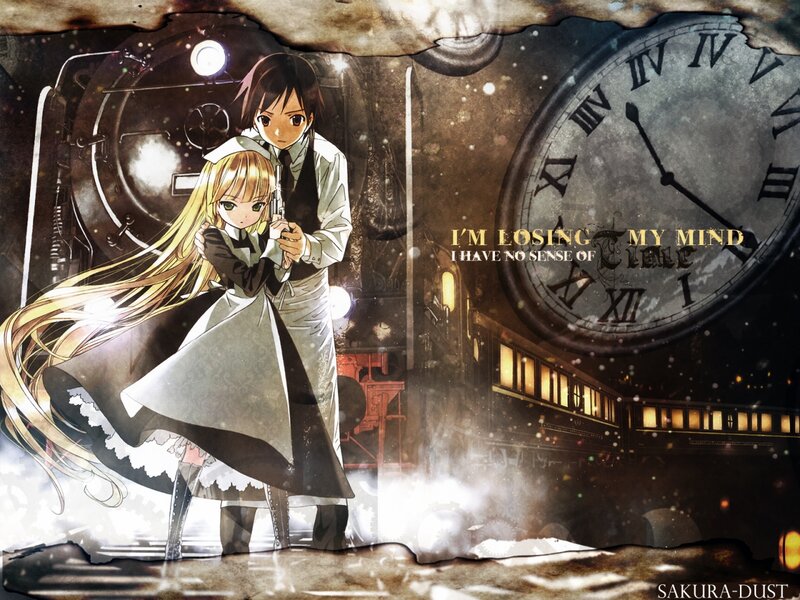 Two Anime Characters — Brown, Dramatic, Clock