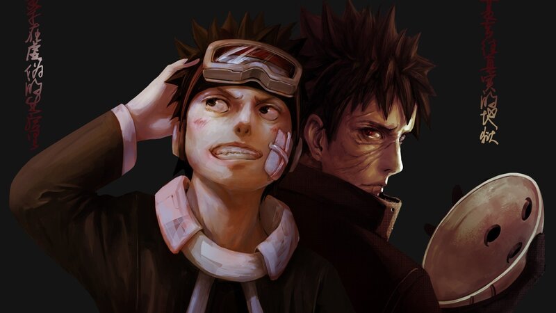Two Anime Characters — Brown, Dramatic, Digital Art, Goggles