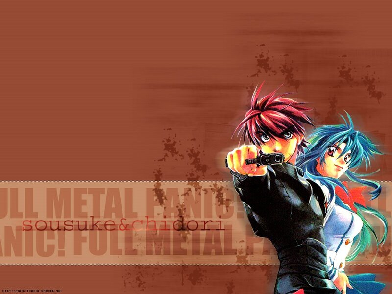 Two Anime Characters — Brown, Dramatic, Gun, Text