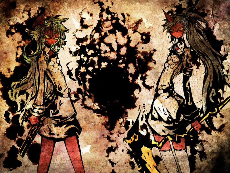 Two Anime Characters — Brown, Dramatic, Manga, Guns