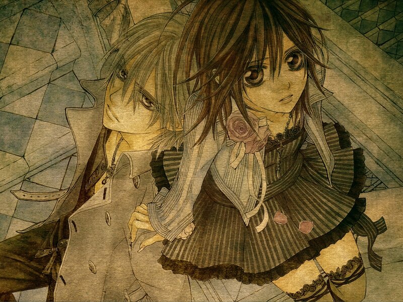 Two Anime Characters — Brown, Dramatic, Manga, Rose