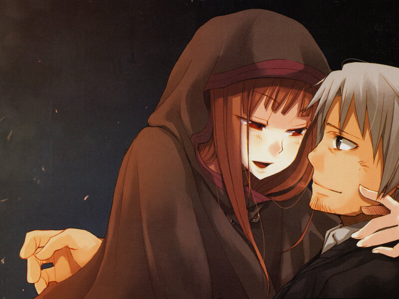 Two Anime Characters — Brown, Dramatic, Night, Hooded Cloak, Silver Hair
