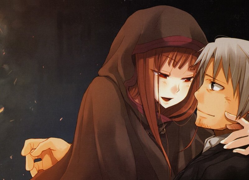 Two Anime Characters — Brown, Dramatic, Night, Hooded Cloak