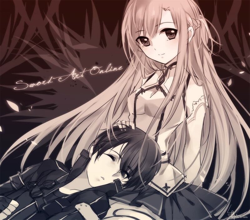 Two Anime Characters — Brown, Dramatic, Night, Long Hair