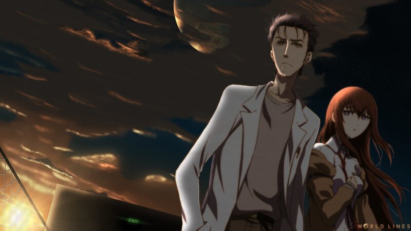 Two Anime Characters — Brown, Dramatic, Night, Sky