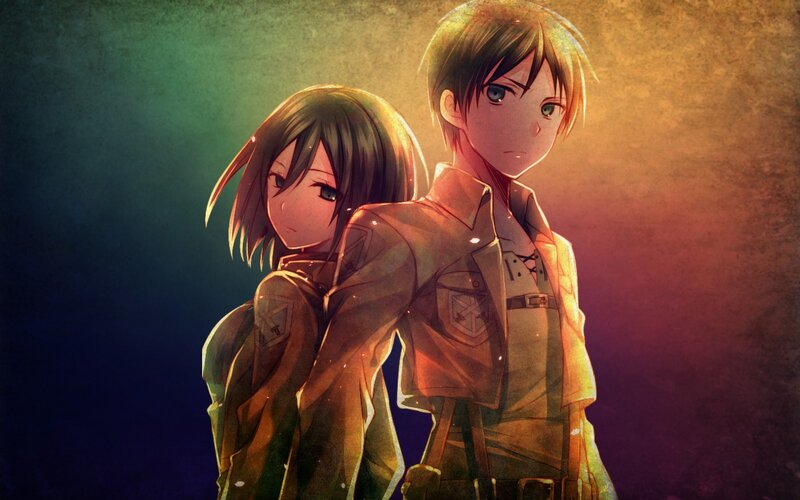 Two Anime Characters — Brown, Dramatic, Night, Uniforms