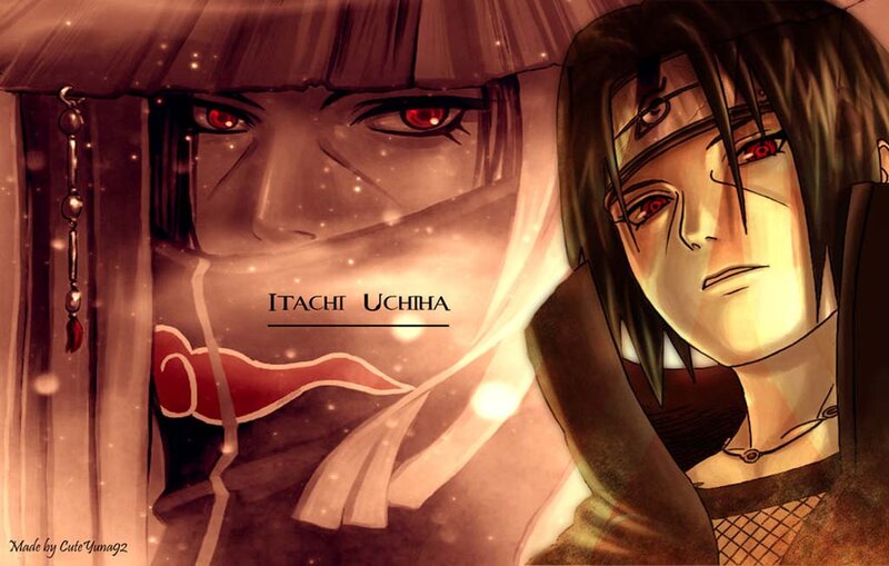 Two Anime Characters — Brown, Dramatic, Red Eyes