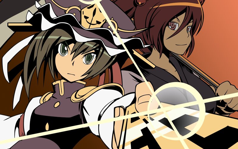Two Anime Characters — Brown, Dramatic, Sunset, Sword, Magic
