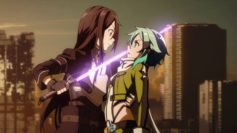 Two Anime Characters — Brown, Dramatic, Sunset, Sword