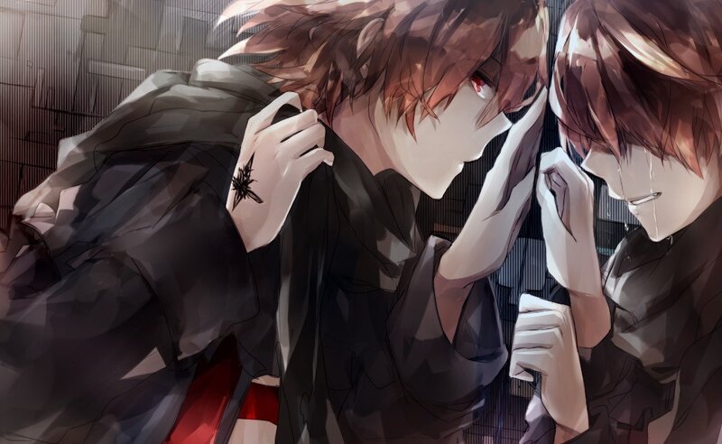 Two Anime Characters — Brown, Dramatic, Tattoo