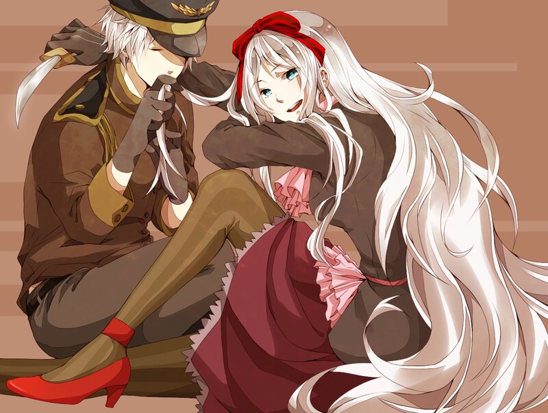Two Anime Characters — Brown, Dramatic, Uniforms