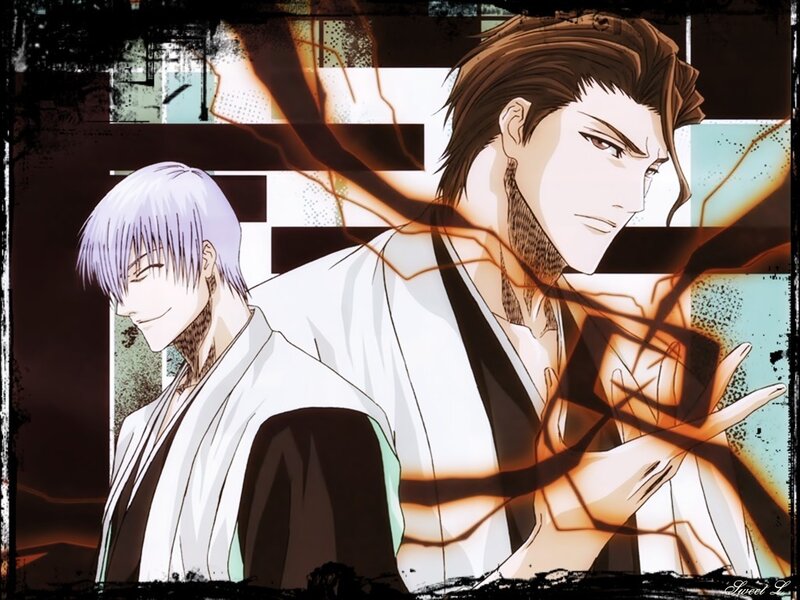 Two Anime Characters — Brown, Dramatic, White Kimono