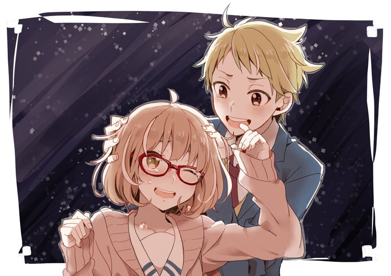 Two Anime Characters — Brown, Playful, Night