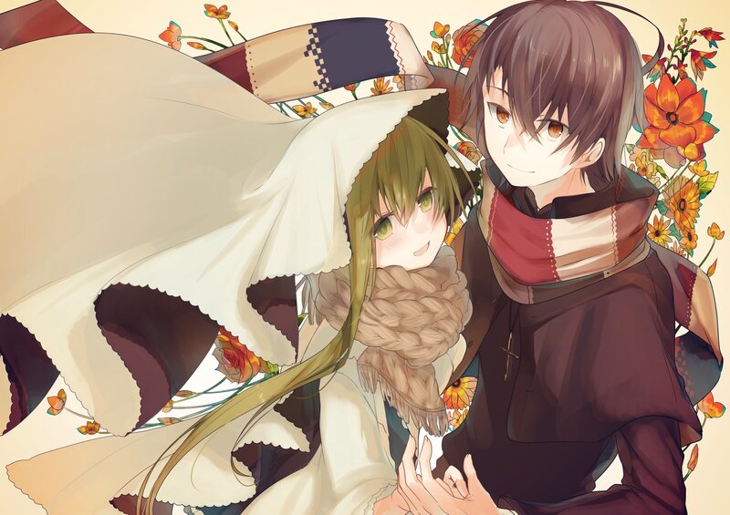 Two Anime Characters — Brown, Warm