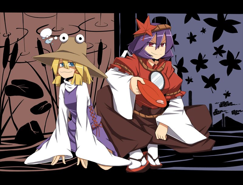 Two anime characters by a pond