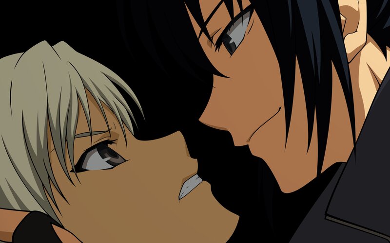 Two Anime Characters Close — Black