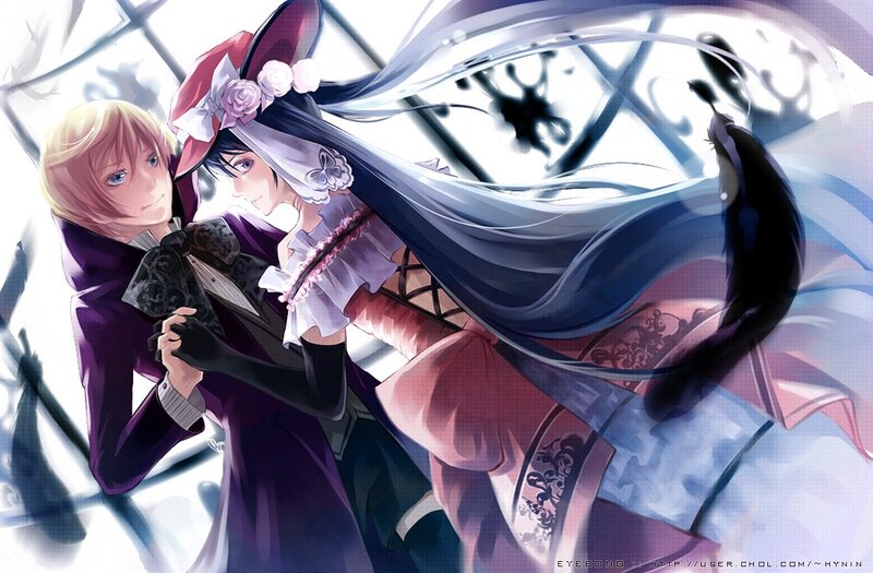 Two anime characters dancing