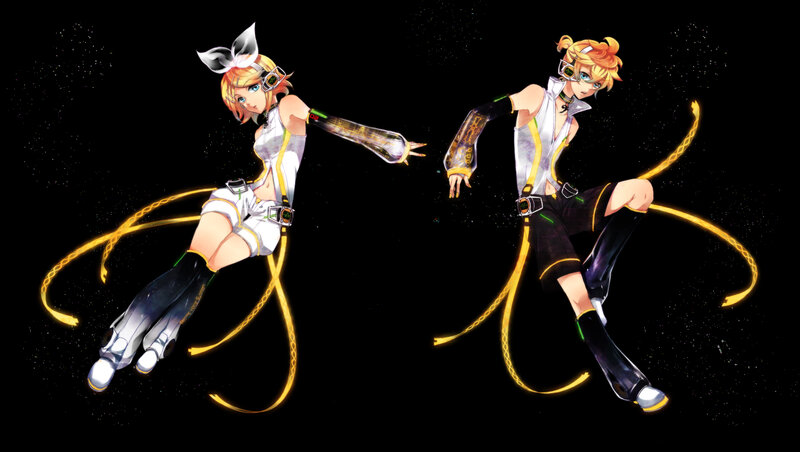 Two Anime Characters Dancing — Black, Dynamic