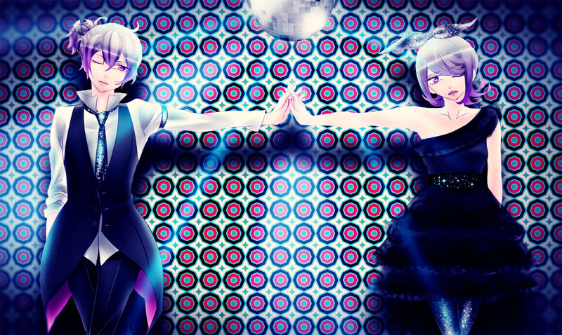 Two Anime Characters Dancing — Blue, Dramatic, Night