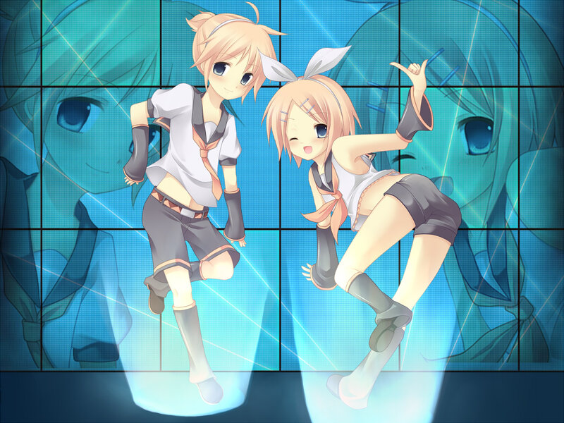 Two Anime Characters Dancing — Blue, Energetic, Digital Screen