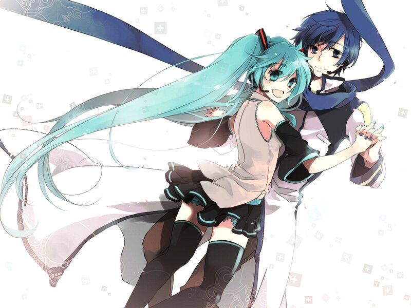 Two Anime Characters Dancing — Blue, Playful