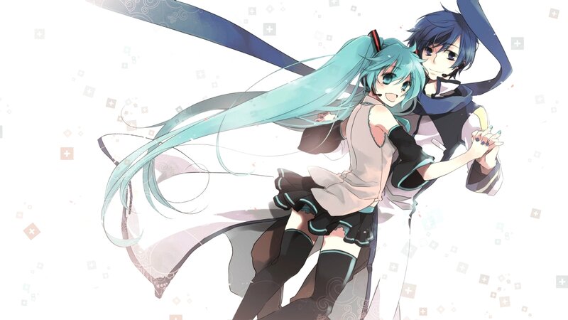 Two Anime Characters Dancing — Cyan, Playful