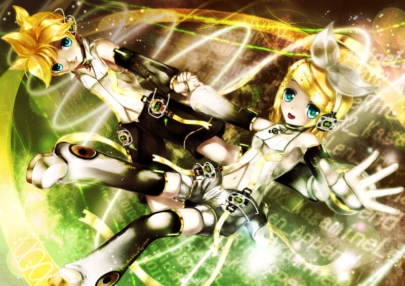 Two Anime Characters Dancing — Green, Dynamic, Energetic