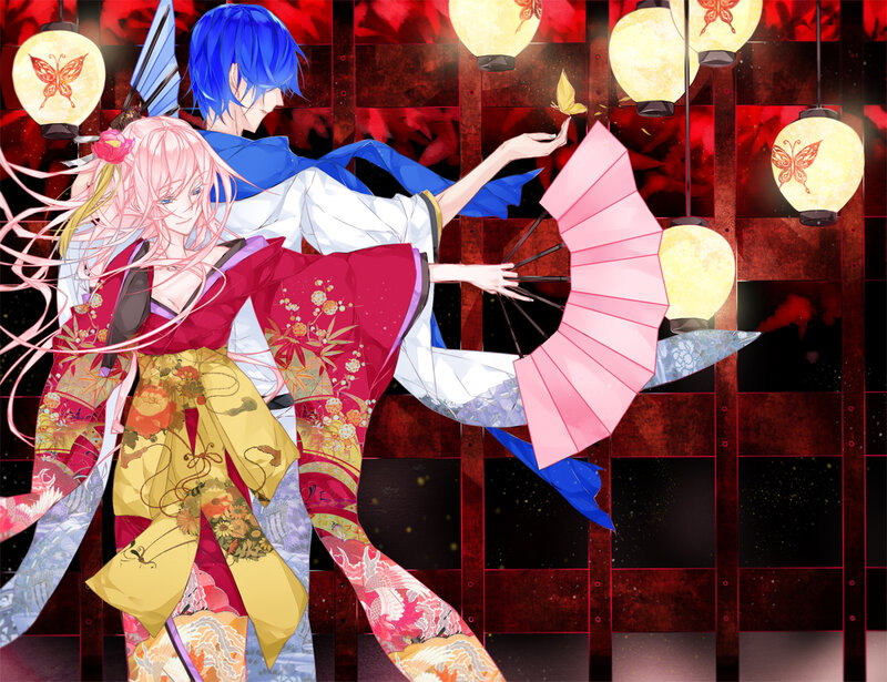Two Anime Characters Dancing — Red
