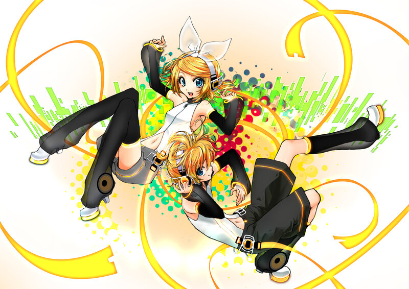 Two Anime Characters Dancing — Yellow, Energetic
