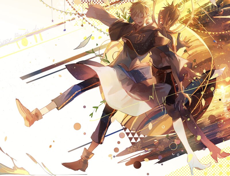 Two Anime Characters Dancing — Yellow, Joyful