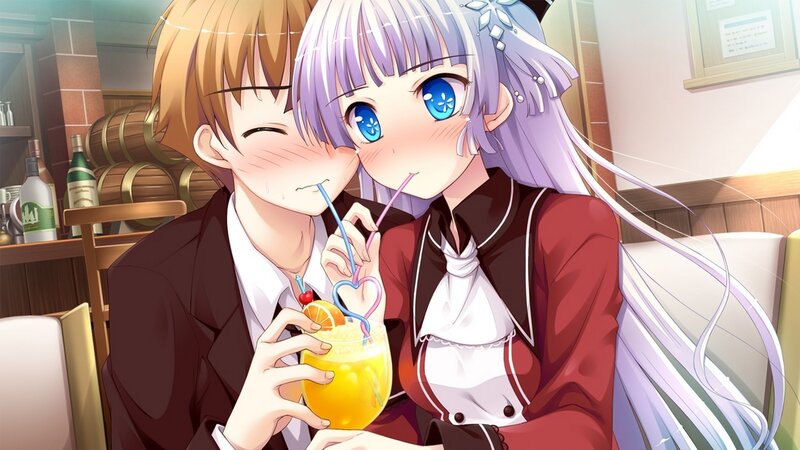 Two Anime Characters Drinking — Purple