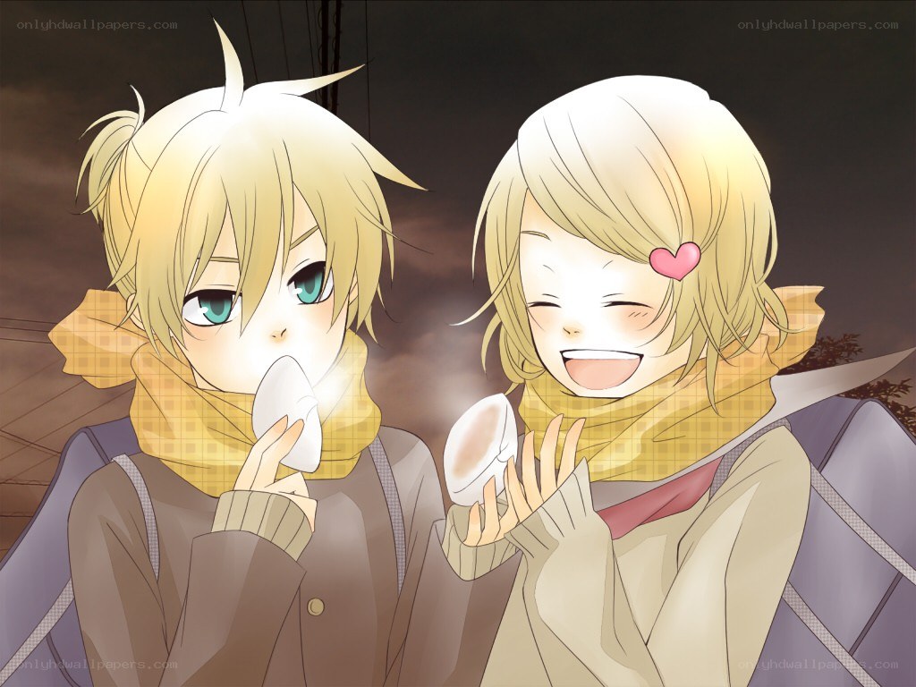 Two anime characters eating dumplings