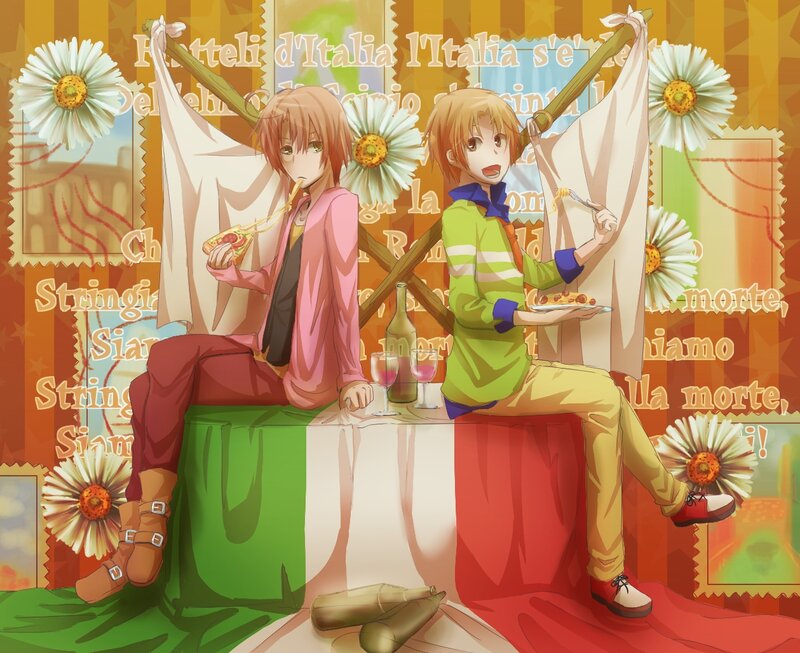 Two Anime Characters Eating — Green