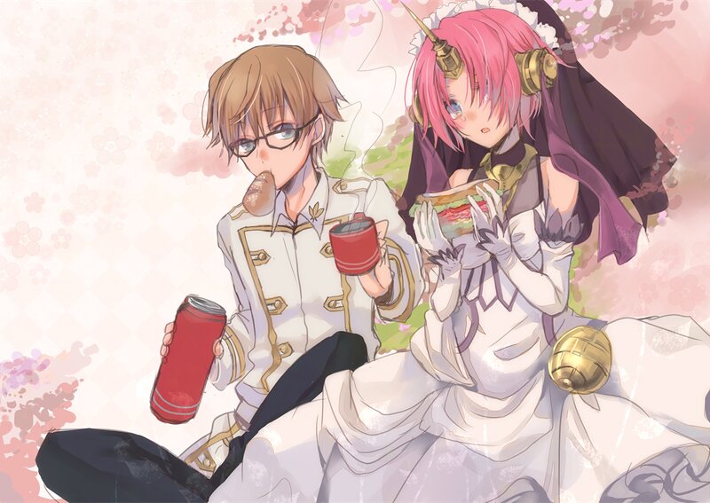 Two Anime Characters Eating — Pink, Peaceful