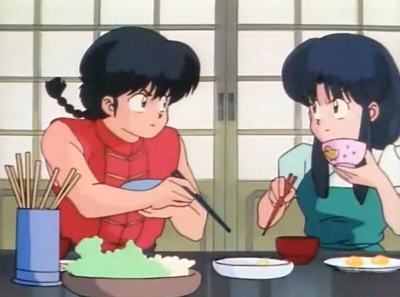 Two Anime Characters Eating — Red, Calm