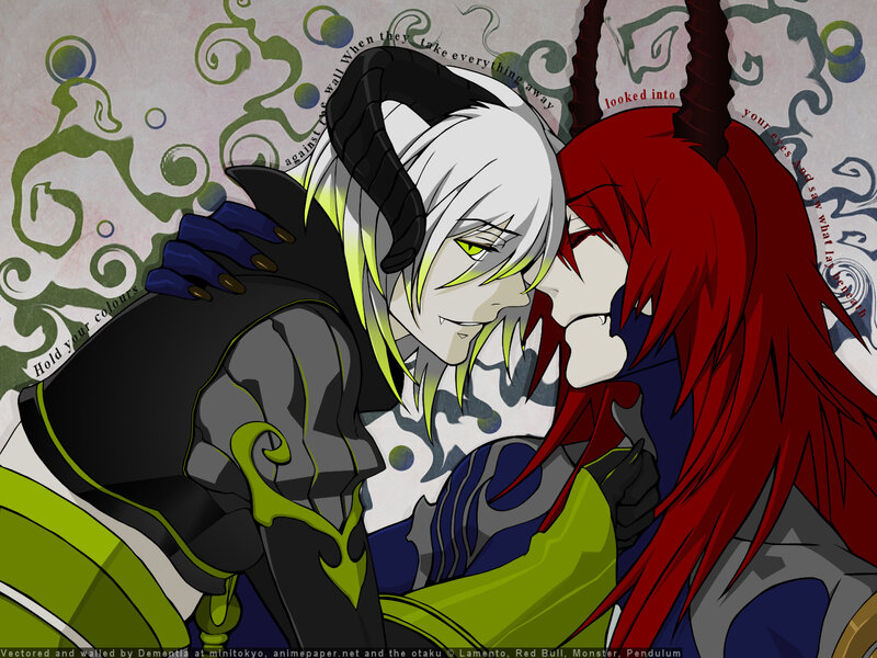 Two anime characters embracing