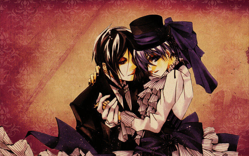 two anime characters embracing