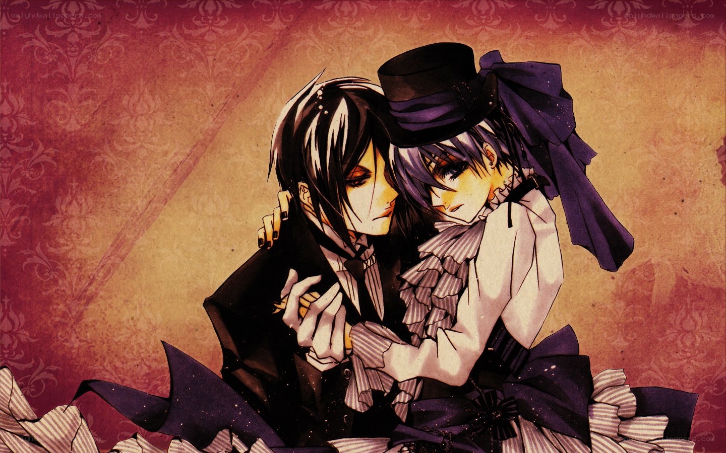 two anime characters embracing