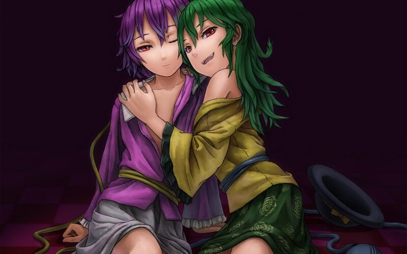 Two anime characters embracing