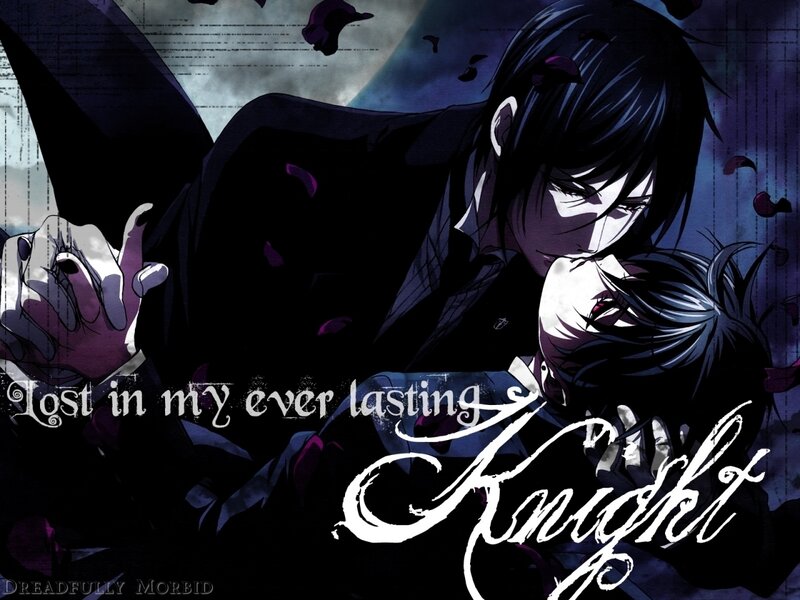 Two Anime Characters Embracing — Black, Dramatic, Night